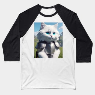 Cat in Armor - Modern Digital Art Baseball T-Shirt